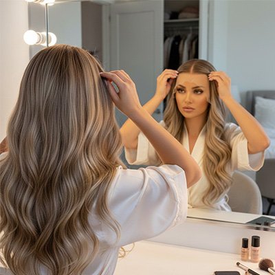 Perruque femme  Blond cendré balayage naturel
